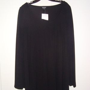 Topshop flare long sleeve black dress with circle hem NWT 8